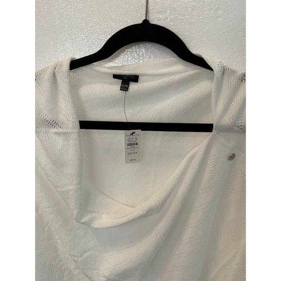 NWT Talbots 2X / 3X Chevron Pattern White Knit Off Shoulder Ruana Wrap - Picture 3 of 5